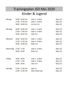 Trainingsplan Kinder Mai 2020